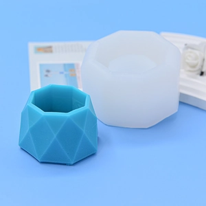 Geometric Silicone Mold Octagonal Diamond Cut Facets For DIY Succulent Flower Pot Candle Holder Concrete Gypsum Crafting