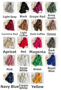Collage of nineteen solid color cotton linen scarves featuring delicate frayed edge details