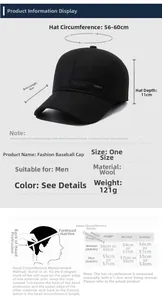 Size chart showing baseball cap dimensions and head circumference measuring guide