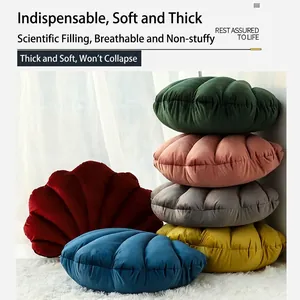 Creative velvet shell-shaped decorative throw pillows in multiple colors for sofa decor