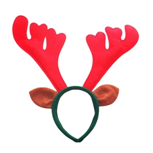 Christmas reindeer antler headband with festive red and green felt and brown ears
