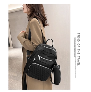 Sac à dos matelassé en tissu oxford noir style coréen grande capacité pour femmes