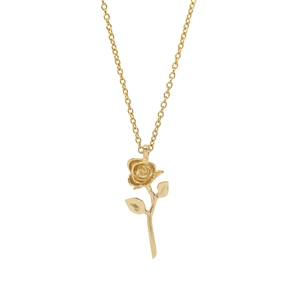 Elegant gold rose pendant necklace in minimalist stainless steel for women