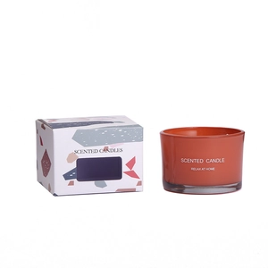 Orange glass scented candle with terrazzo gift box set for home relaxation