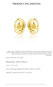 Macro detail of irregular S925 silver stud earrings with 18k gold plating finish