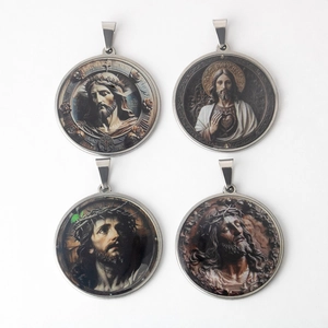 Jesus Portrait Pendant Necklace Stainless Steel Retro Religious Box Chain Jewelry For Men Women Hip Hop Style