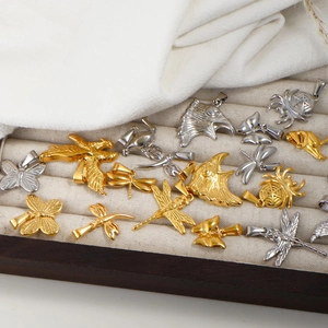 24K gold and silver plated animal pendants including butterfly spider and dragonfly designs