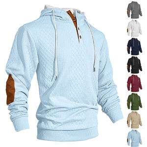 Sweat à capuche texturé pour hommes avec coudières et cordon de serrage en divers coloris