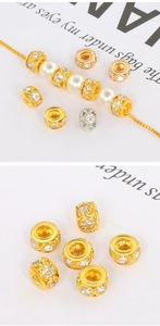 Dettaglio di distanziatori in strass oro e argento per la creazione di gioielli fai da te