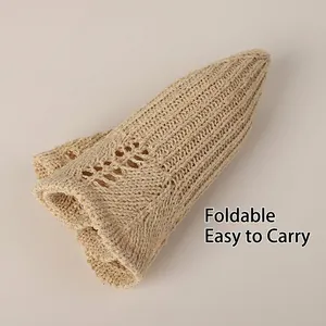 Women's breathable hollow lace crochet cotton sun hat in beige foldable straw style