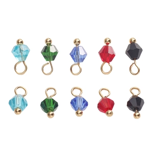 Faceted crystal glass ball pendants in five colors with gold hanging rings for DIY jewelry