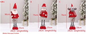 Three-in-one view of telescopic Christmas dolls featuring Santa, Snowman and Reindeer