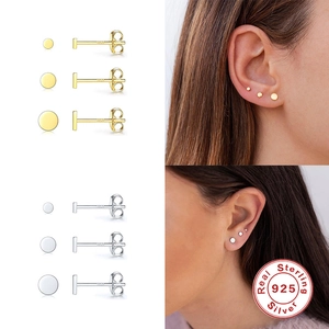 S925 Sterlingsilber Rund-Ohrstecker Set in Gold und Silber in verschiedenen Größen für Damen