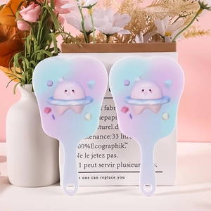 Cute tooth-shaped portable hand mirrors with gradient pink and blue finish in set of two
