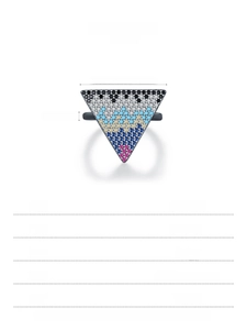 Detailed size specifications of S925 sterling silver pixel triangle ring with zircon
