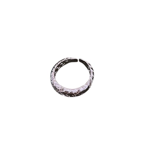 Minimalist silver braided twist open ring with vintage textured finish and zircon accents