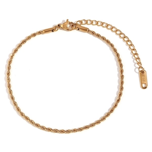 Classica catena a fune in acciaio inossidabile placcato oro 18K con chiusura a moschettone