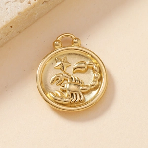 18K gold-plated stainless steel Scorpio zodiac pendant with relief star detail