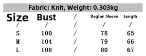 Tabella taglie con misure di busto e maniche per il maglione in maglia jacquard
