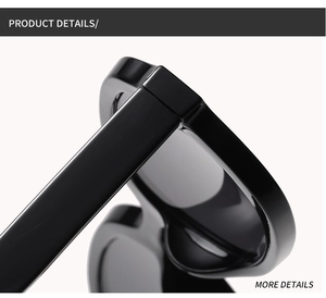 Close-up of durable hinge structure on classic black glossy oval sunglasses for more details