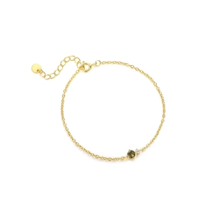 Elegant s925 silver gold bracelet featuring a deep green round zircon and clear stones