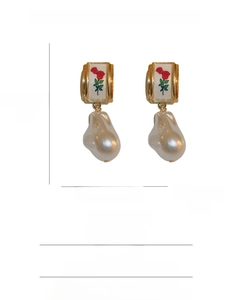 Detailed product specifications for vintage pearl earrings with S925 silver needle