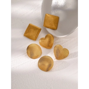 Schicke 18k vergoldete Edelstahl Ohrringe mit geometrischem Gittermuster Design