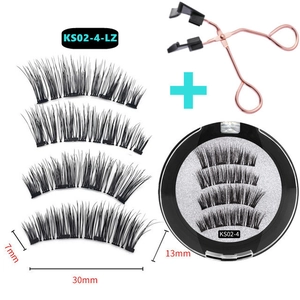 Detailed view of KS02 magnetic eyelashes with rose gold applicator and storage case