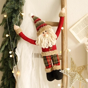 Telescopic Santa plush doll decoration for Christmas tree base with festive knit details