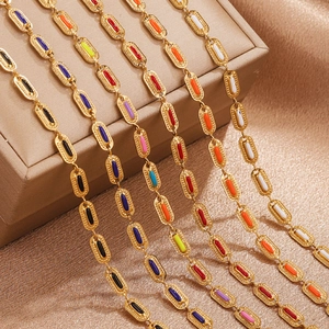 Colorful Enamel Stainless Steel Cuban Link Chain DIY Jewelry Making Multi Color Loose Necklace Link Accessories