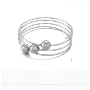 Detailed specs of stainless steel triple coil bracelet with 67mm diameter and 1.8mm width