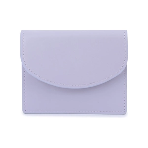 Minimalist light purple PU leather wallet for women with neat white stitching detail