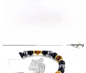 Detail specifications of 8mm tiger eye and agate beaded bracelet with sizing chart