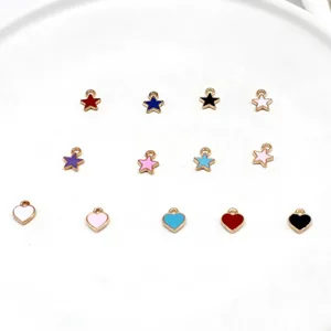 Star Heart Enamel Alloy Pendants Small Drip Oil Charms For DIY Jewelry Making Findings Craft Accessories