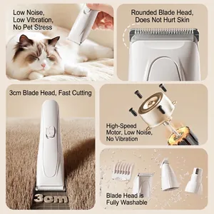 Kit de aseo profesional 3 en 1 con cortapelos eléctrico, recortadora y pulidor de uñas para mascotas