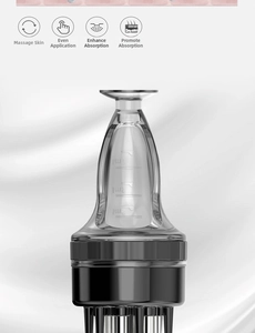 Détail de l'applicateur cuir chevelu avec graduation 1-3ml et picots de massage