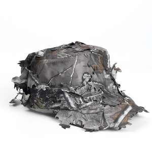 Detailed view of 3D leaf camouflage pattern on quick-dry tactical hunting cap