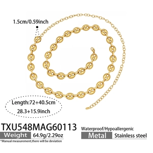 Specifiche dettagliate delle dimensioni del set collana a catena a naso di maiale d'oro