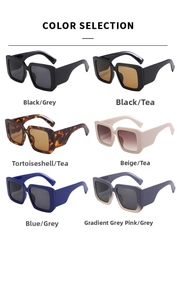 Color options for retro Y2K oversized square sunglasses in various lens tints.
