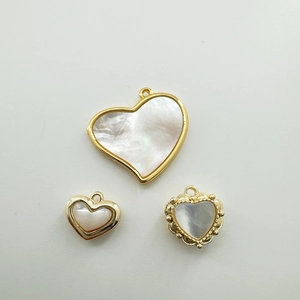 Heart Pendant Natural White Shell Mother Of Artificial Pearl Inlaid Copper 18K Gold Plated For DIY Necklace Bracelet Making Charm