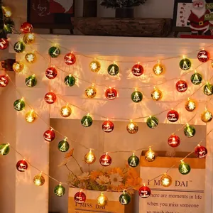 LED Christmas string lights with red green gold electroplated star balls for tree decor