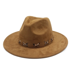 Wide Brim Fedora Hat Suede Fabric Western Vintage Style For Women Men With Leopard Print Crossover Stitching Retro Jazz Hat