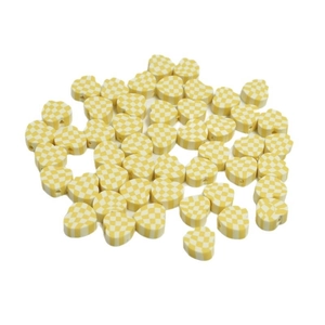 10mm yellow checkered heart polymer clay beads for DIY jewelry and crafts making