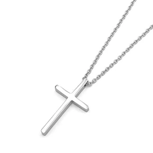 Classic silver titanium steel cross pendant necklace with a fine chain for men