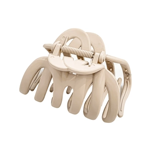 Matte beige pumpkin claw clip for thick hair, large shark hair accessory for women