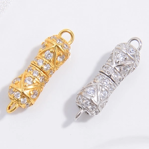 Gold and silver S925 sterling silver magnetic clasps with micro-paved cubic zirconia