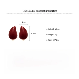 Detailed size specifications for red teardrop stud earrings in 1.3cm by 1cm dimensions