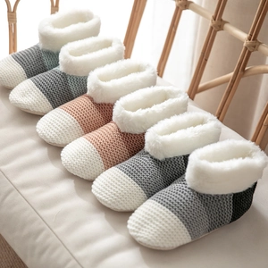 Winter thermal fleece floor socks for women featuring thick knit design and anti-slip soles