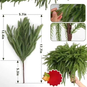 Artificial Norfolk Pine branch with size measurements for Christmas home decoration