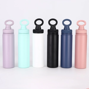 Insulated 304 stainless steel sports water bottles in six matte colors with ring lids
